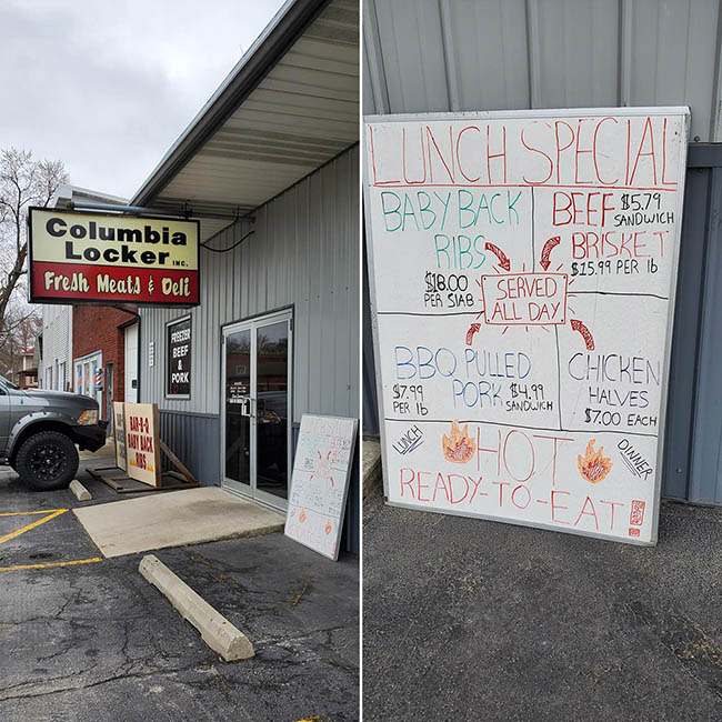 Lunch specials posted at a local Indiana restaurant