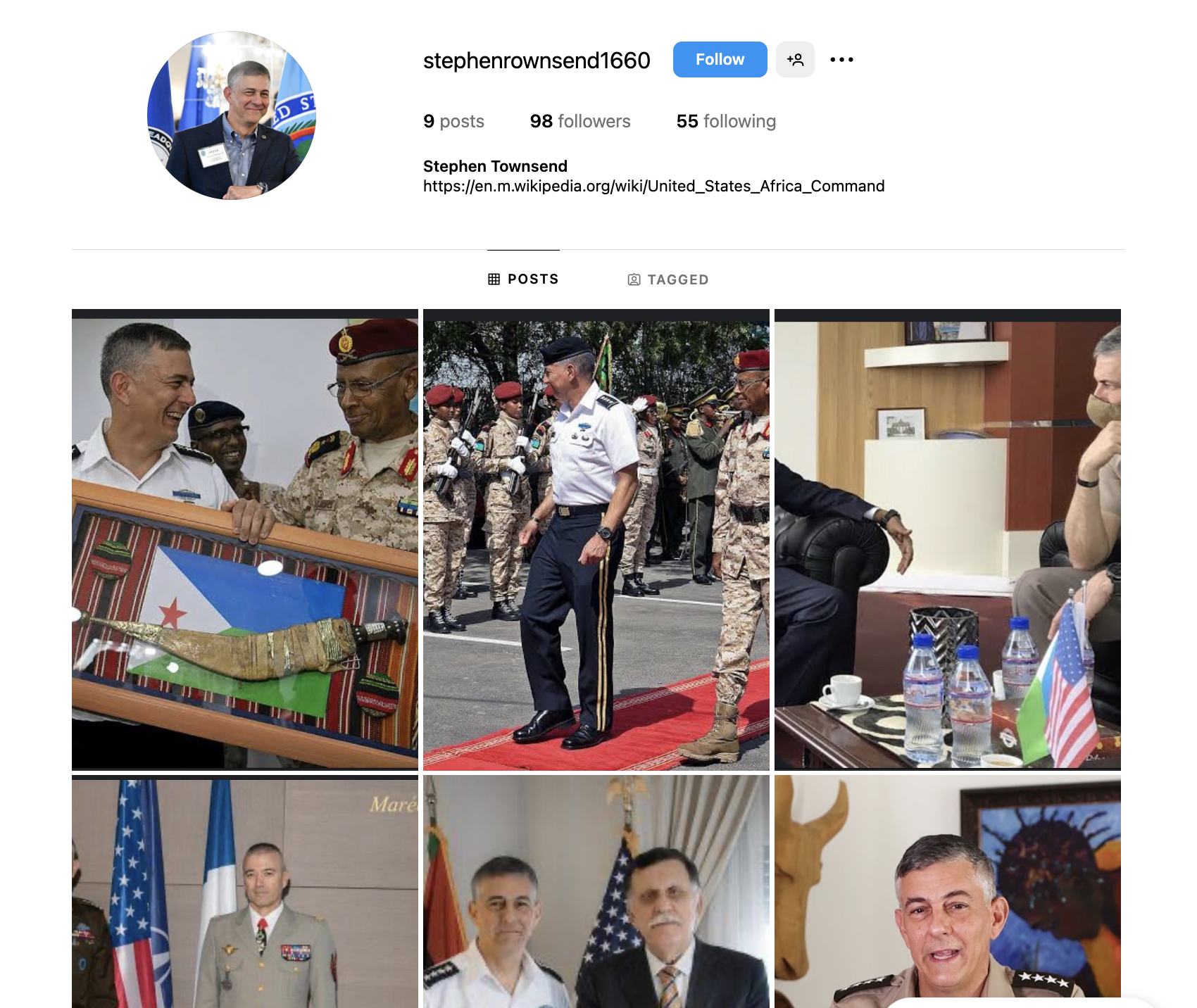 Screenshot  Stephen Townsend (Instagram) profile